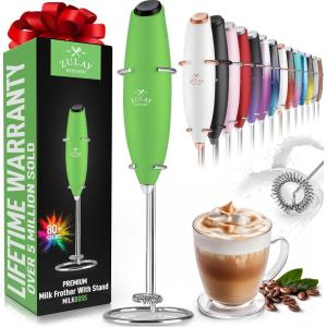 imageZulay Powerful Milk Frother for Coffee with Upgraded Titanium Motor  Handheld Frother Electric Whisk Milk Foamer Mini Mixer ampamp Coffee Blender Frother for Frappe Latte Matcha No Stand  SilverClover Green