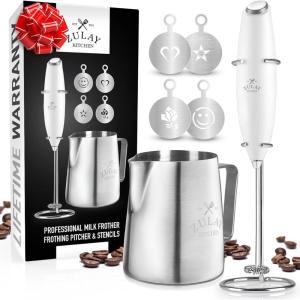 imageZulay Powerful Milk Frother for Coffee with Upgraded Titanium Motor  Handheld Frother Electric Whisk Milk Foamer Mini Mixer ampamp Coffee Blender Frother for Frappe Latte Matcha No Stand  SilverBlizzard White