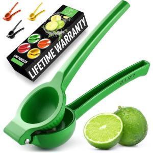 imageZulay Premium Quality Metal Lime Squeezer Citrus Juicer Manual Press for Extracting the Most Juice Possible  Lime Juicer BlackGreen