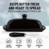 imageZulay Butter Dish With Lid For Countertop  Porcelain White Ceramic Butter Dish with Knob Handle Great for Cooking  Elegant Design Butter Holder  Durable ampamp Sturdy Butter Keeper  WhiteBlack