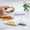imageZulay Butter Dish With Lid For Countertop  Porcelain White Ceramic Butter Dish with Knob Handle Great for Cooking  Elegant Design Butter Holder  Durable ampamp Sturdy Butter Keeper  WhiteWhite