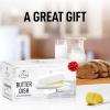 imageZulay Butter Dish With Lid For Countertop  Porcelain White Ceramic Butter Dish with Knob Handle Great for Cooking  Elegant Design Butter Holder  Durable ampamp Sturdy Butter Keeper  WhiteWhite