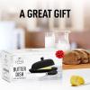 imageZulay Butter Dish With Lid For Countertop  Porcelain White Ceramic Butter Dish with Knob Handle Great for Cooking  Elegant Design Butter Holder  Durable ampamp Sturdy Butter Keeper  WhiteBlack
