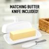 imageZulay Butter Dish With Lid For Countertop  Porcelain White Ceramic Butter Dish with Knob Handle Great for Cooking  Elegant Design Butter Holder  Durable ampamp Sturdy Butter Keeper  WhiteWhite