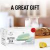 imageZulay Butter Dish With Lid For Countertop  Porcelain White Ceramic Butter Dish with Knob Handle Great for Cooking  Elegant Design Butter Holder  Durable ampamp Sturdy Butter Keeper  WhiteMint