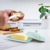 imageZulay Butter Dish With Lid For Countertop  Porcelain White Ceramic Butter Dish with Knob Handle Great for Cooking  Elegant Design Butter Holder  Durable ampamp Sturdy Butter Keeper  WhiteMint