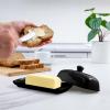 imageZulay Butter Dish With Lid For Countertop  Porcelain White Ceramic Butter Dish with Knob Handle Great for Cooking  Elegant Design Butter Holder  Durable ampamp Sturdy Butter Keeper  WhiteBlack