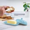 imageZulay Butter Dish With Lid For Countertop  Porcelain White Ceramic Butter Dish with Knob Handle Great for Cooking  Elegant Design Butter Holder  Durable ampamp Sturdy Butter Keeper  WhiteLight Blue