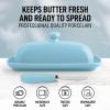 imageZulay Butter Dish With Lid For Countertop  Porcelain White Ceramic Butter Dish with Knob Handle Great for Cooking  Elegant Design Butter Holder  Durable ampamp Sturdy Butter Keeper  WhiteLight Blue