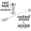 imageZulay Cocktail Shaker Set  Stainless Steel Mixed Drink Shaker  Martini Shaker Set with Build in Strainer Double Sided Jigger ampamp Muddler Combo Mixing Spoon  Pro Margarita Shaker  Large 24ozSilver