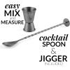 imageZulay Cocktail Shaker Set  Stainless Steel Mixed Drink Shaker  Martini Shaker Set with Build in Strainer Double Sided Jigger ampamp Muddler Combo Mixing Spoon  Pro Margarita Shaker  Large 24ozBlack
