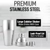 imageZulay Cocktail Shaker Set  Stainless Steel Mixed Drink Shaker  Martini Shaker Set with Build in Strainer Double Sided Jigger ampamp Muddler Combo Mixing Spoon  Pro Margarita Shaker  Large 24ozSilver