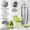 imageZulay Cocktail Shaker Set  Stainless Steel Mixed Drink Shaker  Martini Shaker Set with Build in Strainer Double Sided Jigger ampamp Muddler Combo Mixing Spoon  Pro Margarita Shaker  Large 24ozSilver