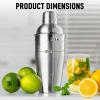 imageZulay Cocktail Shaker Set  Stainless Steel Mixed Drink Shaker  Martini Shaker Set with Build in Strainer Double Sided Jigger ampamp Muddler Combo Mixing Spoon  Pro Margarita Shaker  Large 24ozSilver