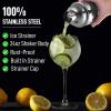 imageZulay Cocktail Shaker Set  Stainless Steel Mixed Drink Shaker  Martini Shaker Set with Build in Strainer Double Sided Jigger ampamp Muddler Combo Mixing Spoon  Pro Margarita Shaker  Large 24ozSilver