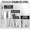 imageZulay Cocktail Shaker Set  Stainless Steel Mixed Drink Shaker  Martini Shaker Set with Build in Strainer Double Sided Jigger ampamp Muddler Combo Mixing Spoon  Pro Margarita Shaker  Large 24ozSilver
