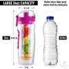 imageZulay Fruit Infuser Water Bottle  34oz  Leakproof With FullLength Infusion Rod  Men Womens Ideal Fitness Gift Or For Gym CampingFlamingo Pink
