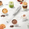 imageZulay Kitchen Milk Frother Wand Drink Mixer with AA Duracell Batteries Durable Handheld Milk Frother Electric Whisk  EasyClean Milk Frother Wand ampamp Mini Blender  Electric Coffee Frother  BlackMarble White