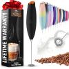 imageZulay Kitchen Milk Frother Wand Drink Mixer with AA Duracell Batteries Durable Handheld Milk Frother Electric Whisk  EasyClean Milk Frother Wand ampamp Mini Blender  Electric Coffee Frother  BlackBlack Copper