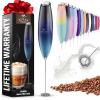 imageZulay Kitchen Milk Frother Wand Drink Mixer with AA Duracell Batteries Durable Handheld Milk Frother Electric Whisk  EasyClean Milk Frother Wand ampamp Mini Blender  Electric Coffee Frother  BlackDeep Sea