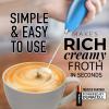 imageZulay Kitchen Milk Frother Wand Drink Mixer with AA Duracell Batteries Durable Handheld Milk Frother Electric Whisk  EasyClean Milk Frother Wand ampamp Mini Blender  Electric Coffee Frother  BlackMetallic Blue