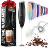 imageZulay Kitchen Milk Frother Wand Drink Mixer with AA Duracell Batteries Durable Handheld Milk Frother Electric Whisk  EasyClean Milk Frother Wand ampamp Mini Blender  Electric Coffee Frother  BlackMetallic Black