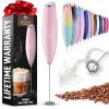 imageZulay Kitchen Milk Frother Wand Drink Mixer with AA Duracell Batteries Durable Handheld Milk Frother Electric Whisk  EasyClean Milk Frother Wand ampamp Mini Blender  Electric Coffee Frother  BlackCotton Candy Pink