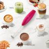 imageZulay Kitchen Milk Frother Wand Drink Mixer with AA Duracell Batteries Durable Handheld Milk Frother Electric Whisk  EasyClean Milk Frother Wand ampamp Mini Blender  Electric Coffee Frother  BlackHot Pink with Gold Button