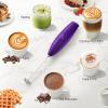 imageZulay Kitchen Milk Frother Wand Drink Mixer with AA Duracell Batteries Durable Handheld Milk Frother Electric Whisk  EasyClean Milk Frother Wand ampamp Mini Blender  Electric Coffee Frother  BlackDeep Purple