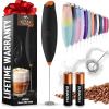 imageZulay Kitchen Milk Frother Wand Drink Mixer with AA Duracell Batteries Durable Handheld Milk Frother Electric Whisk  EasyClean Milk Frother Wand ampamp Mini Blender  Electric Coffee Frother  BlackBlack Copper