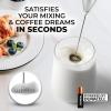 imageZulay Kitchen Milk Frother Wand Drink Mixer with AA Duracell Batteries Durable Handheld Milk Frother Electric Whisk  EasyClean Milk Frother Wand ampamp Mini Blender  Electric Coffee Frother  BlackBright Metallic Silver