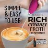imageZulay Kitchen Milk Frother Wand Drink Mixer with AA Duracell Batteries Durable Handheld Milk Frother Electric Whisk  EasyClean Milk Frother Wand ampamp Mini Blender  Electric Coffee Frother  BlackHot Pink with Gold Button