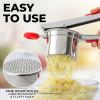 imageZulay Kitchen Premium Large 15oz Potato Ricer Heavy Duty Professional Stainless Steel Potato Masher and Ricer Kitchen Tool Press and Mash Kitchen Gadget  Metallic BlackRed  Silver