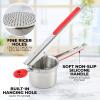 imageZulay Kitchen Premium Large 15oz Potato Ricer Heavy Duty Professional Stainless Steel Potato Masher and Ricer Kitchen Tool Press and Mash Kitchen Gadget  Metallic BlackRed  Silver