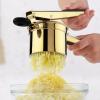 imageZulay Kitchen Premium Large 15oz Potato Ricer Heavy Duty Professional Stainless Steel Potato Masher and Ricer Kitchen Tool Press and Mash Kitchen Gadget  Metallic BlackGold  Black