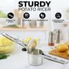 imageZulay Kitchen Premium Large 15oz Potato Ricer Heavy Duty Professional Stainless Steel Potato Masher and Ricer Kitchen Tool Press and Mash Kitchen Gadget  Metallic BlackSilver  Black