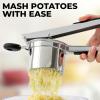imageZulay Kitchen Premium Large 15oz Potato Ricer Heavy Duty Professional Stainless Steel Potato Masher and Ricer Kitchen Tool Press and Mash Kitchen Gadget  Metallic BlackSilver  Black