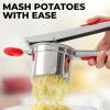 imageZulay Kitchen Premium Large 15oz Potato Ricer Heavy Duty Professional Stainless Steel Potato Masher and Ricer Kitchen Tool Press and Mash Kitchen Gadget  Metallic BlackRed  Silver