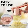 imageZulay Kitchen Premium Large 15oz Potato Ricer Heavy Duty Professional Stainless Steel Potato Masher and Ricer Kitchen Tool Press and Mash Kitchen Gadget  Metallic BlackRose Gold