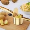 imageZulay Kitchen Premium Large 15oz Potato Ricer Heavy Duty Professional Stainless Steel Potato Masher and Ricer Kitchen Tool Press and Mash Kitchen Gadget  Metallic BlackGold  Black