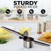 imageZulay Kitchen Premium Large 15oz Potato Ricer Heavy Duty Professional Stainless Steel Potato Masher and Ricer Kitchen Tool Press and Mash Kitchen Gadget  Metallic BlackMetallic Black