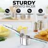 imageZulay Kitchen Premium Large 15oz Potato Ricer Heavy Duty Professional Stainless Steel Potato Masher and Ricer Kitchen Tool Press and Mash Kitchen Gadget  Metallic BlackTurquoise