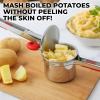 imageZulay Kitchen Premium Large 15oz Potato Ricer Heavy Duty Professional Stainless Steel Potato Masher and Ricer Kitchen Tool Press and Mash Kitchen Gadget  Metallic BlackRed  Silver