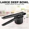 imageZulay Kitchen Premium Large 15oz Potato Ricer Heavy Duty Professional Stainless Steel Potato Masher and Ricer Kitchen Tool Press and Mash Kitchen Gadget  Metallic BlackMetallic Black
