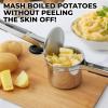 imageZulay Kitchen Premium Large 15oz Potato Ricer Heavy Duty Professional Stainless Steel Potato Masher and Ricer Kitchen Tool Press and Mash Kitchen Gadget  Metallic BlackSilver  Black