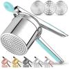 imageZulay Kitchen Premium Large 15oz Potato Ricer Heavy Duty Professional Stainless Steel Potato Masher and Ricer Kitchen Tool Press and Mash Kitchen Gadget  Metallic BlackTurquoise