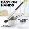 imageZulay Kitchen Premium Large 15oz Potato Ricer Heavy Duty Professional Stainless Steel Potato Masher and Ricer Kitchen Tool Press and Mash Kitchen Gadget  Metallic BlackSilver  Black