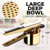 imageZulay Kitchen Premium Large 15oz Potato Ricer Heavy Duty Professional Stainless Steel Potato Masher and Ricer Kitchen Tool Press and Mash Kitchen Gadget  Metallic BlackGold  Black
