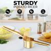 imageZulay Kitchen Premium Large 15oz Potato Ricer Heavy Duty Professional Stainless Steel Potato Masher and Ricer Kitchen Tool Press and Mash Kitchen Gadget  Metallic BlackGold  Black