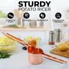imageZulay Kitchen Premium Large 15oz Potato Ricer Heavy Duty Professional Stainless Steel Potato Masher and Ricer Kitchen Tool Press and Mash Kitchen Gadget  Metallic BlackRose Gold